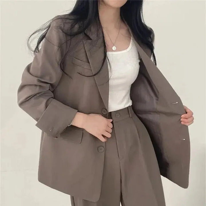 Women’s Tailored Blazer and Wide Leg Trouser Suit Set