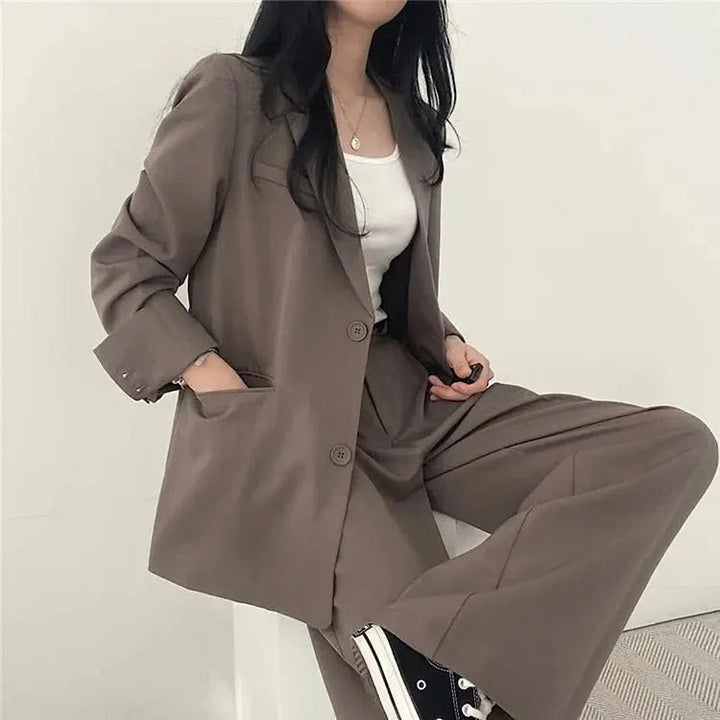 Women’s Tailored Blazer and Wide Leg Trouser Suit Set