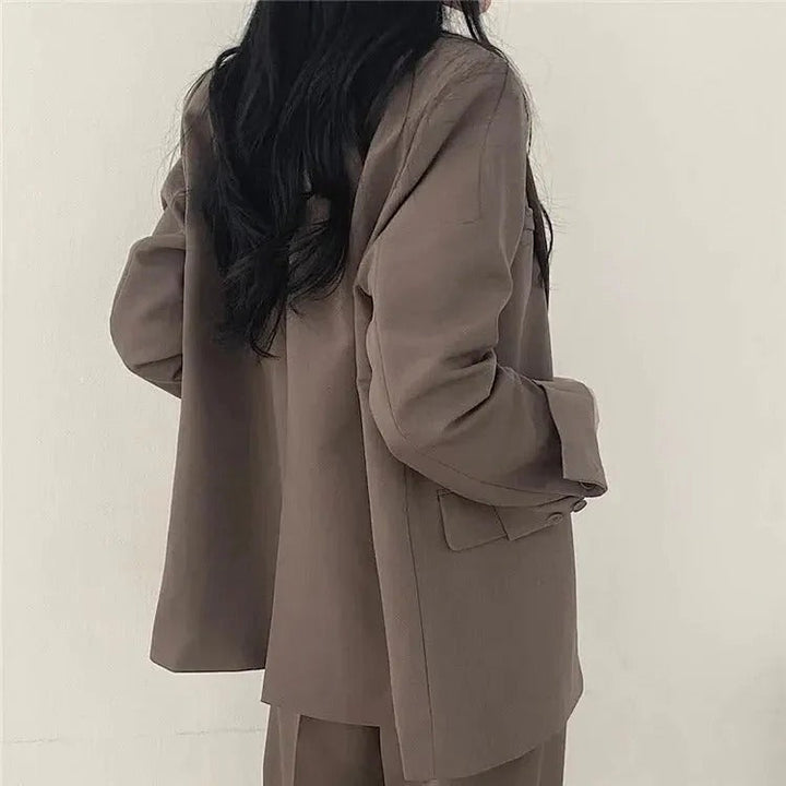 Women’s Tailored Blazer and Wide Leg Trouser Suit Set