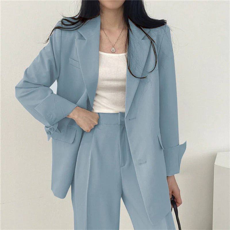 Women’s Tailored Blazer and Wide Leg Trouser Suit Set