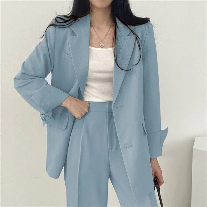 Women’s Tailored Blazer and Wide Leg Trouser Suit Set