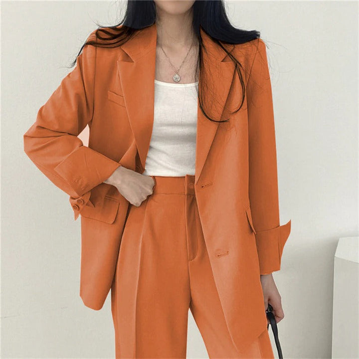 Women’s Tailored Blazer and Wide Leg Trouser Suit Set