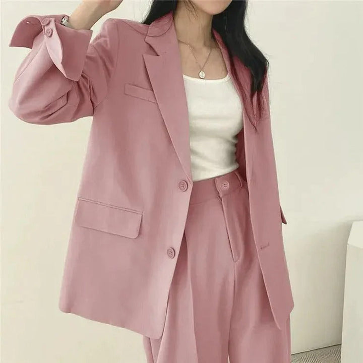 Women’s Tailored Blazer and Wide Leg Trouser Suit Set