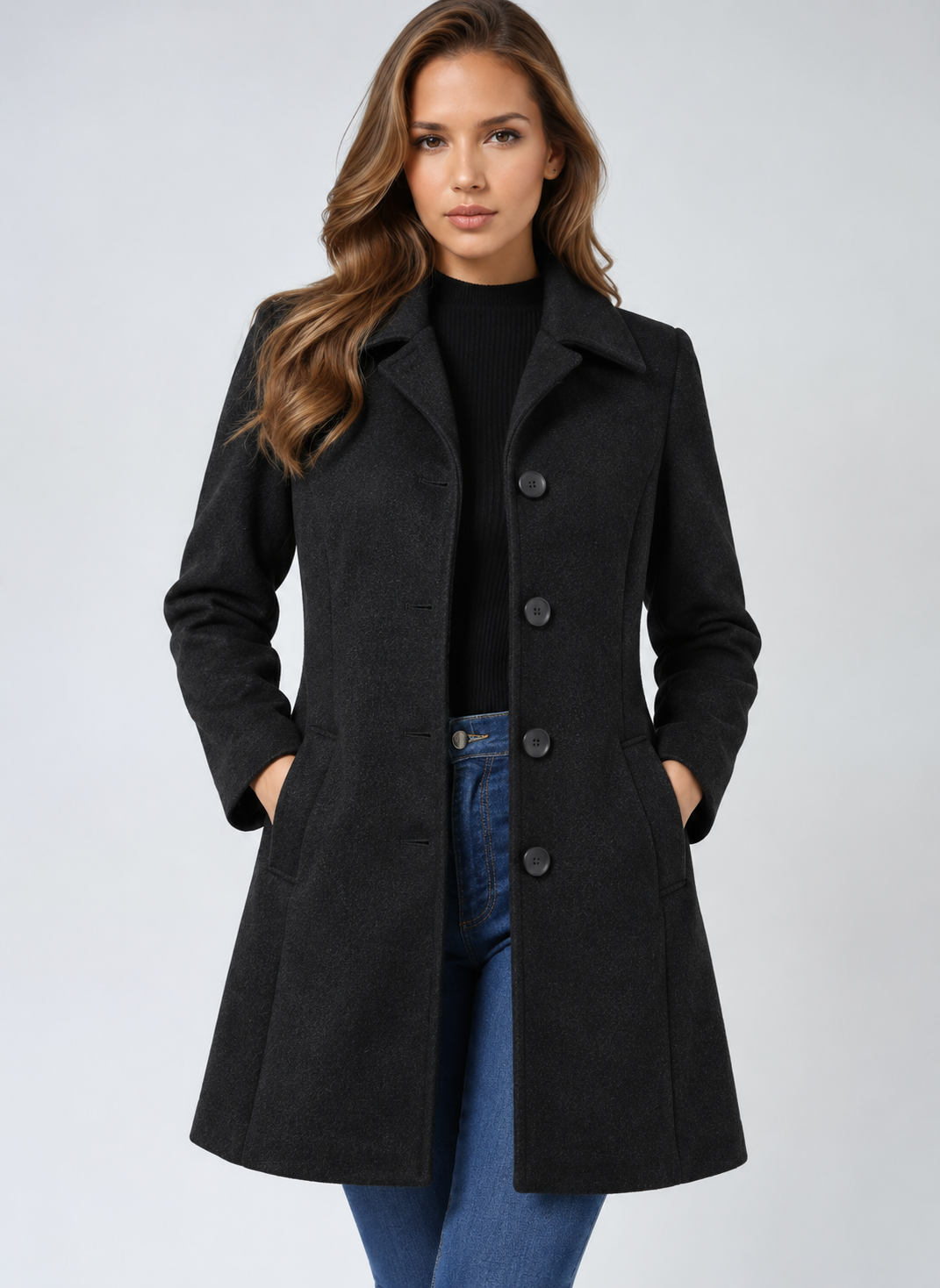 Manteaux Trench d’Hiver pour Femmes à Simple Boutonnage