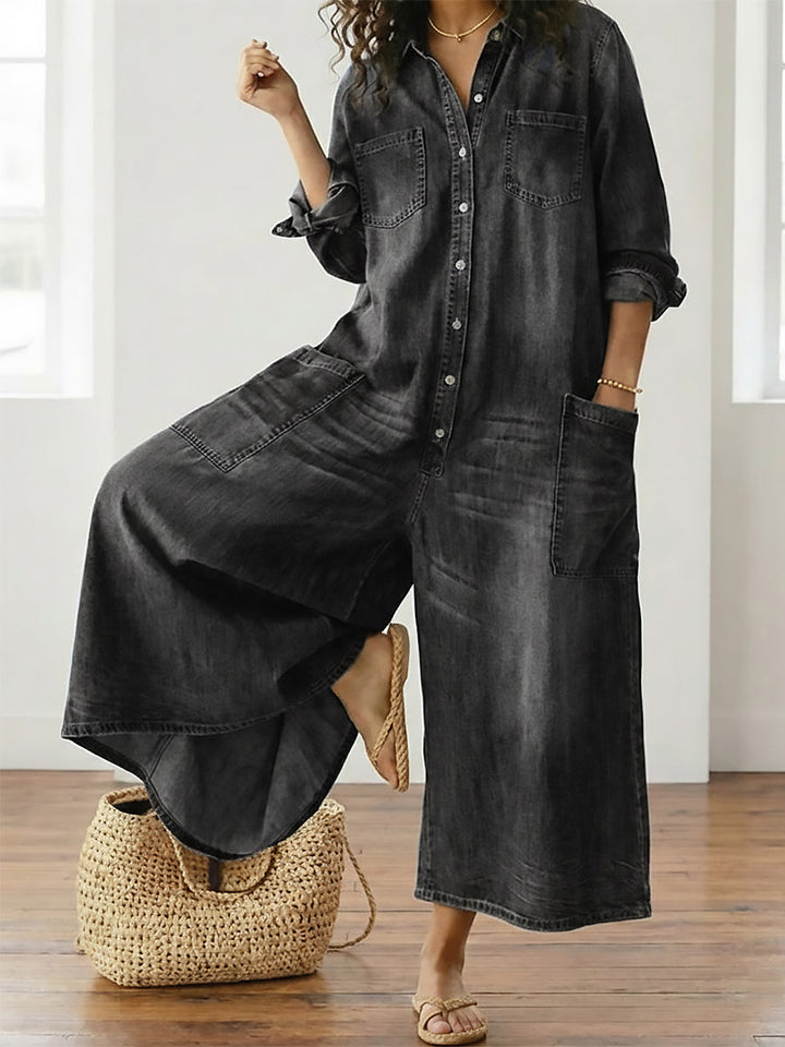 Lily | Cotton Denim Jumpsuit