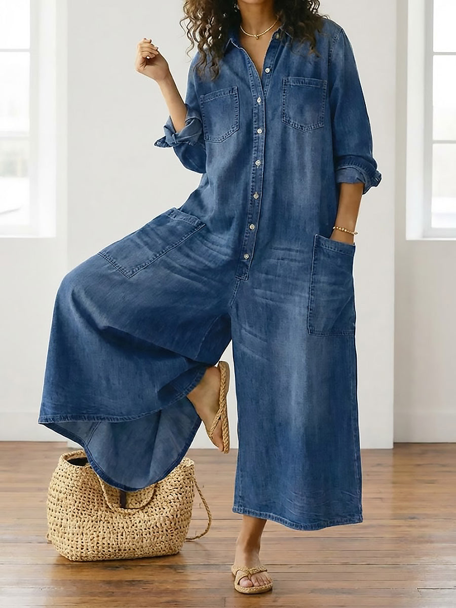 Lily | Cotton Denim Jumpsuit