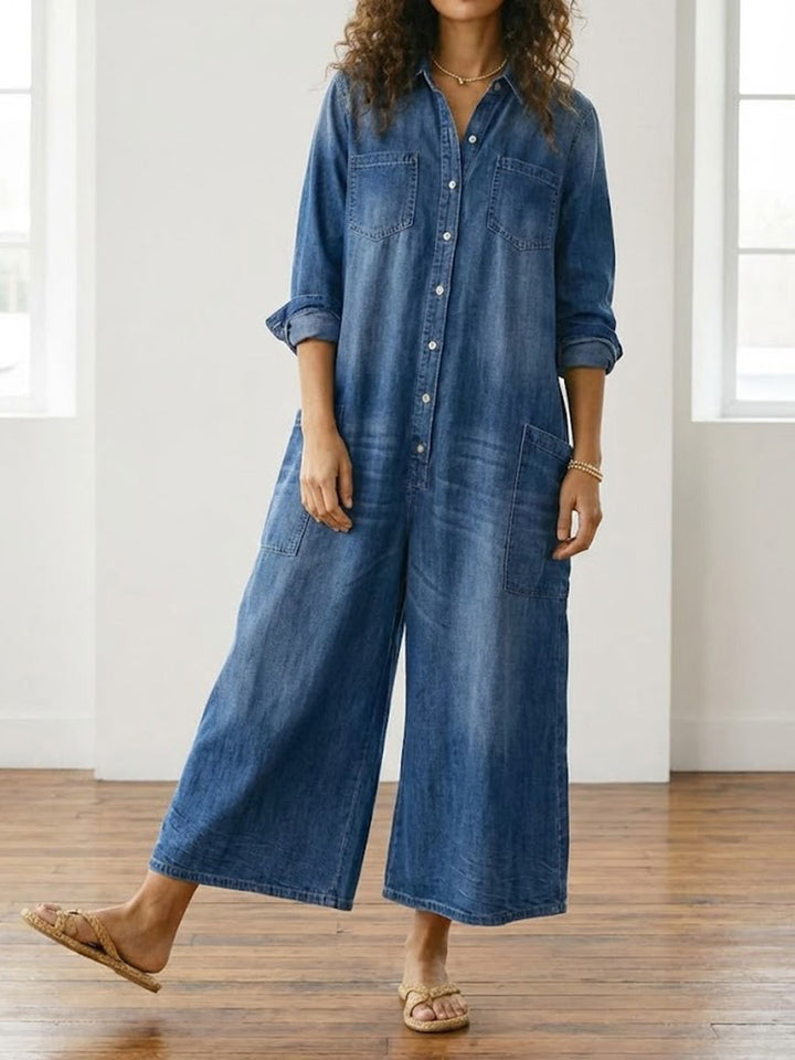 Lily | Cotton Denim Jumpsuit
