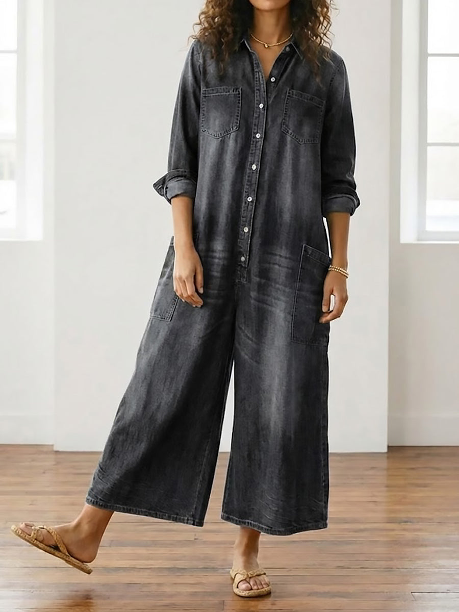 Lily | Cotton Denim Jumpsuit
