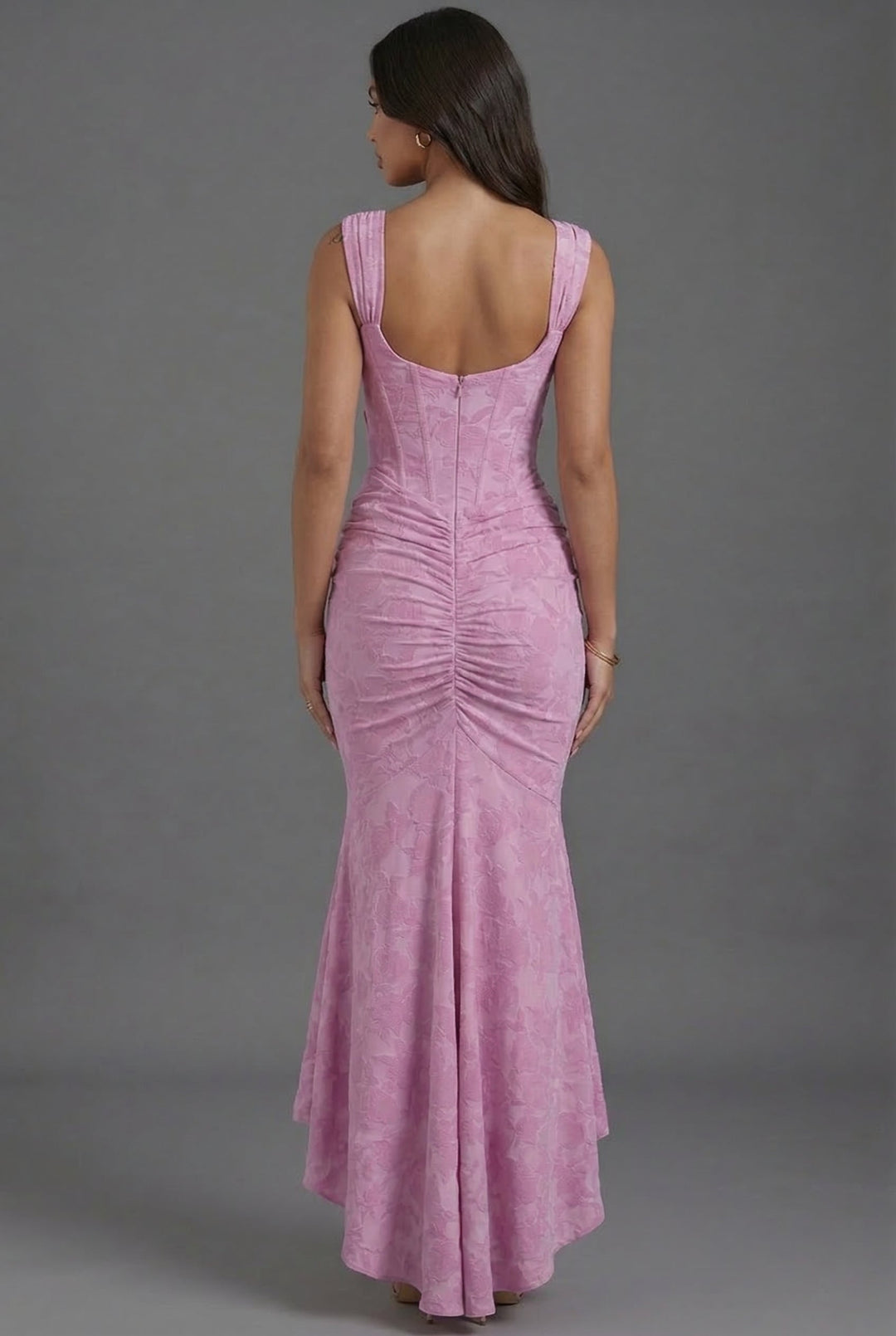 Corset Ruched Wedding Guest Maxi Dress