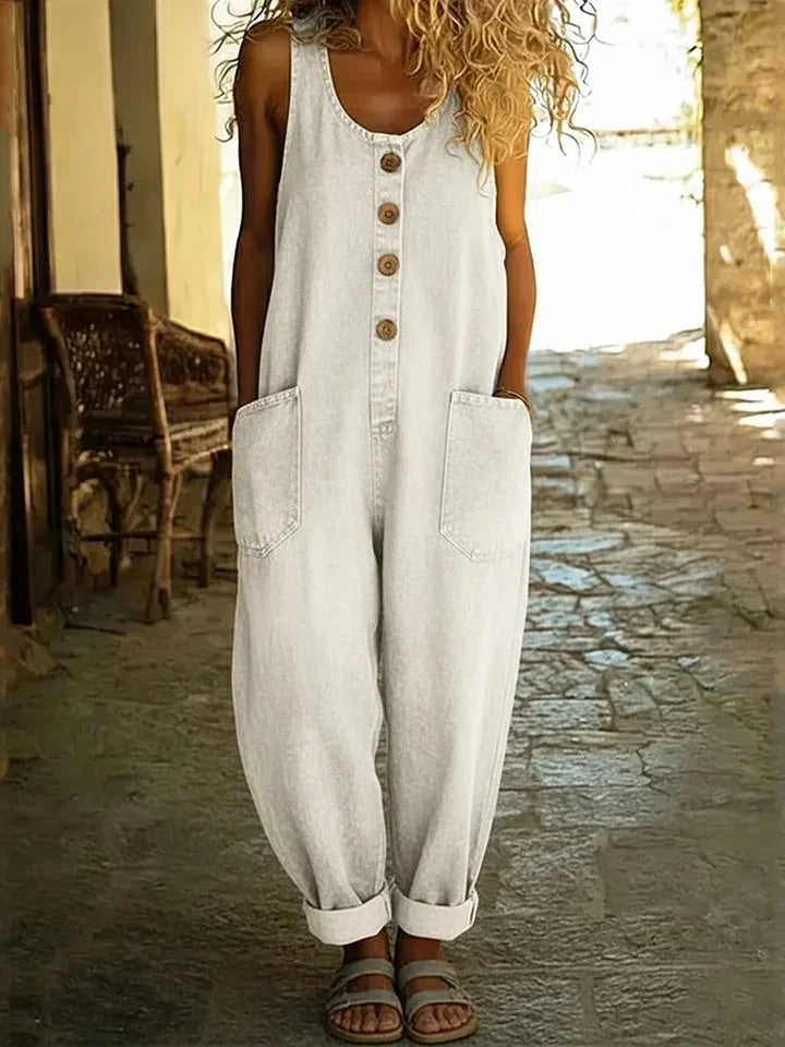 Zoe | Vintage-Wash Denim Jumpsuit