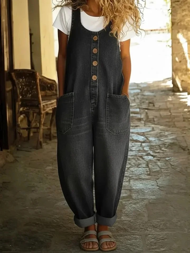 Zoe | Vintage-Wash Denim Jumpsuit