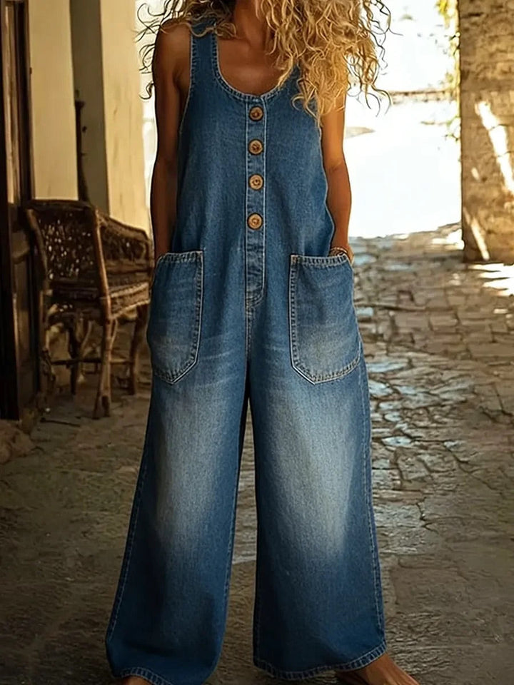 Zoe | Vintage-Wash Denim Jumpsuit