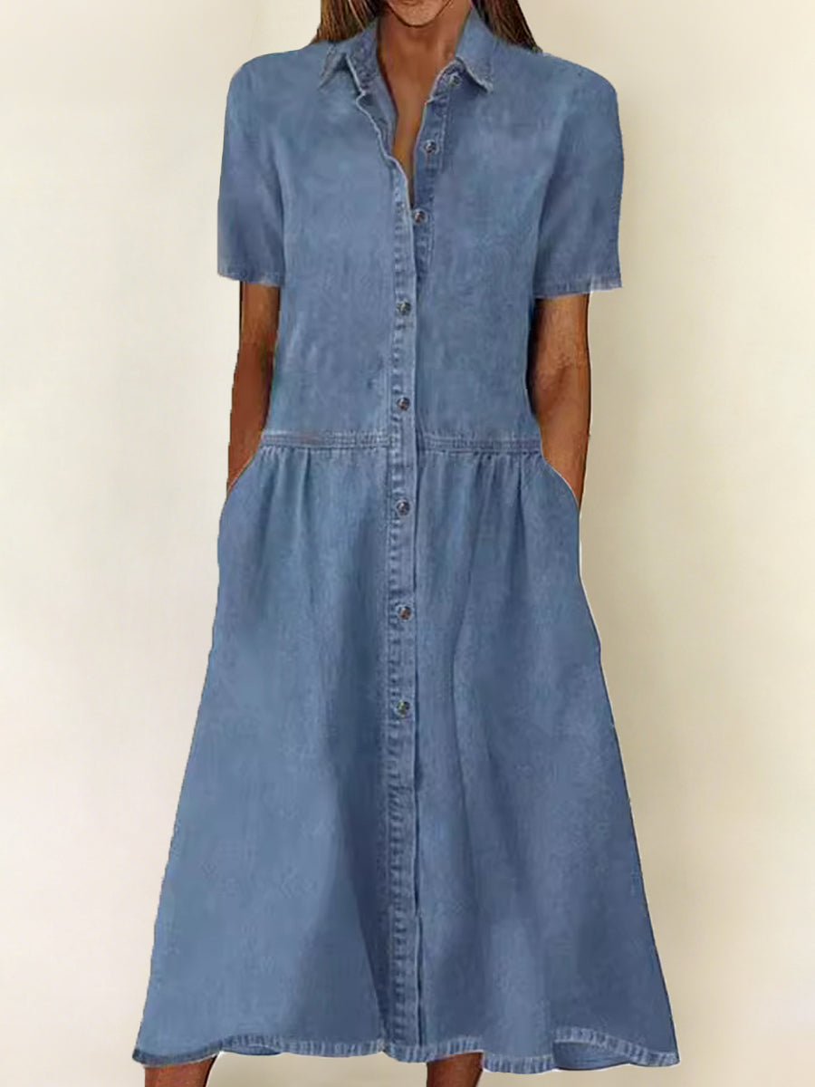 Bethany | Short-Sleeve Denim Dress