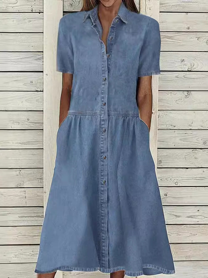 Bethany | Short-Sleeve Denim Dress