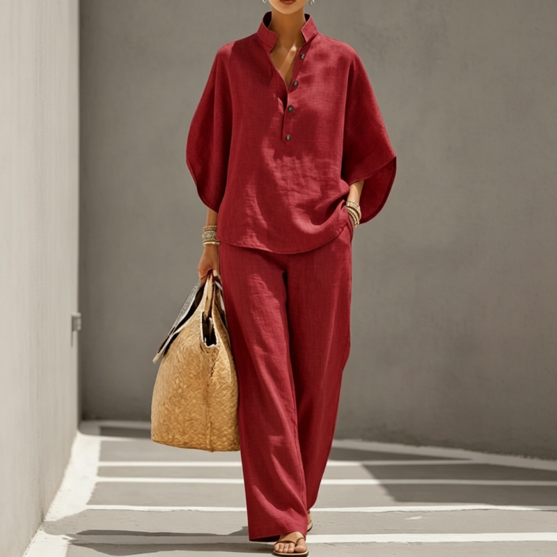 Victoria | Stand Collar Wide-Leg Co-ord Set