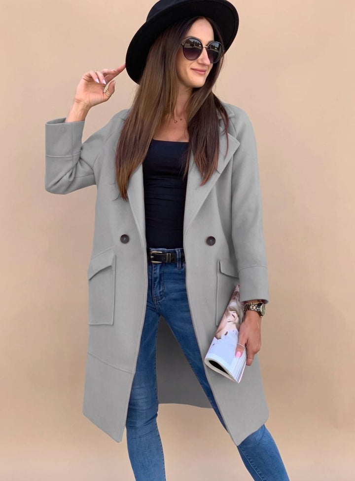 Christel | Elegant Trench Coat with Revere Collar and Patch Pockets