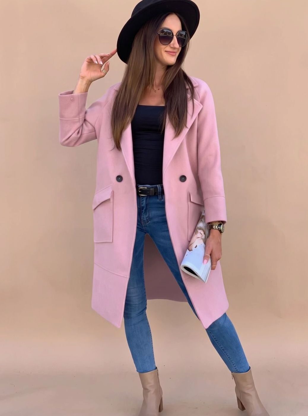 Christel | Elegant Trench Coat with Revere Collar and Patch Pockets