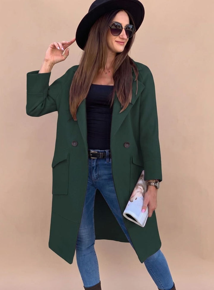 Christel | Elegant Trench Coat with Revere Collar and Patch Pockets