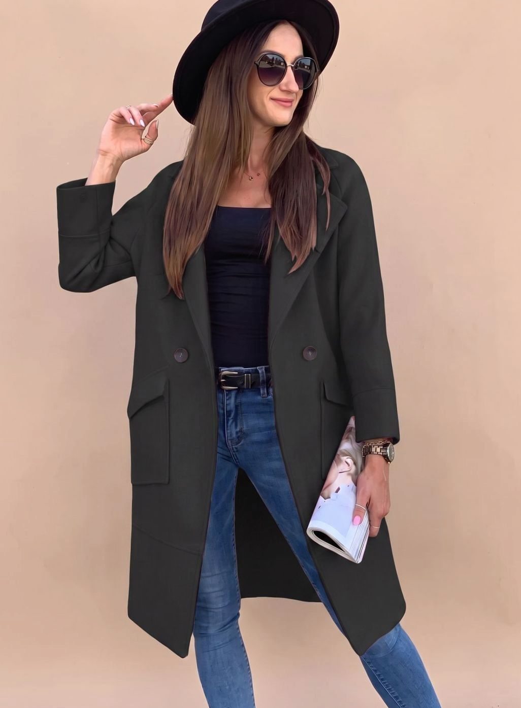 Christel | Elegant Trench Coat with Revere Collar and Patch Pockets