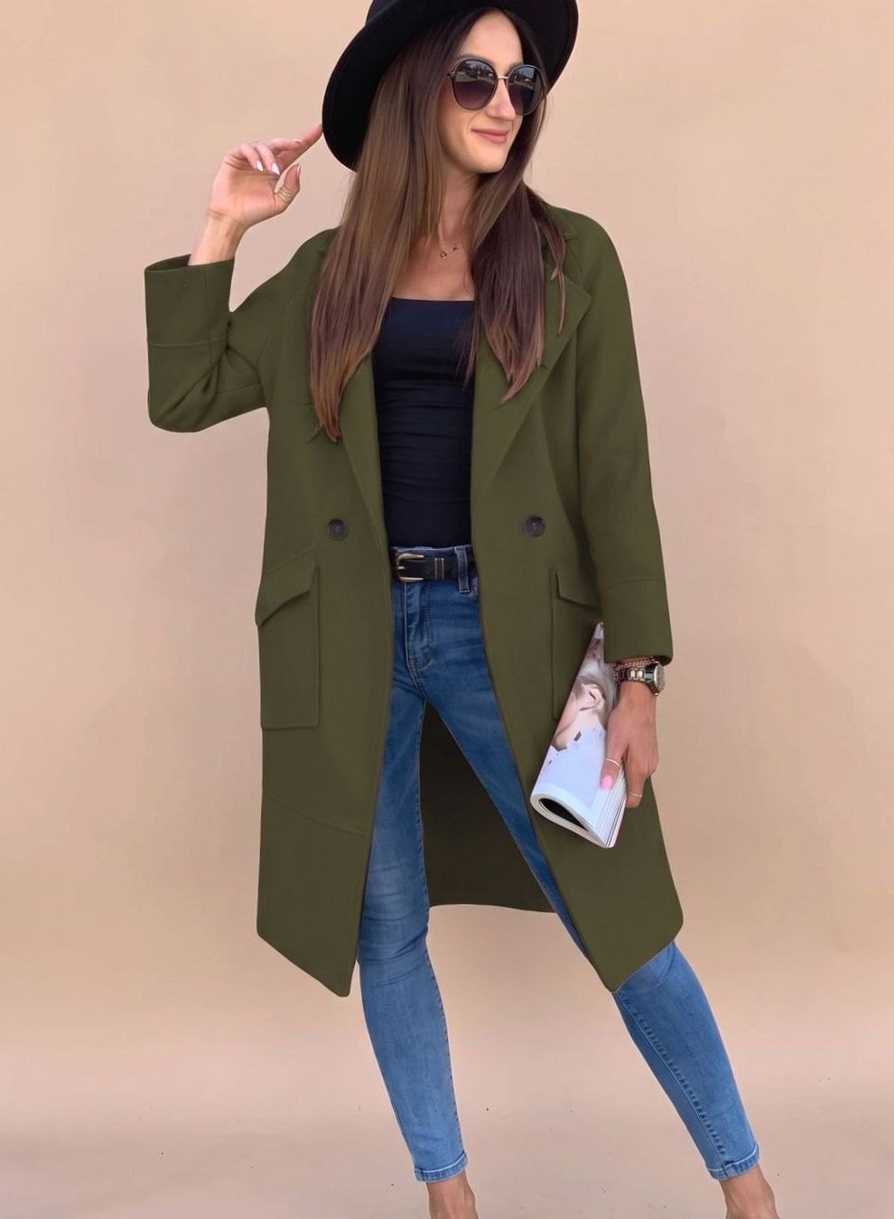 Christel | Elegant Trench Coat with Revere Collar and Patch Pockets