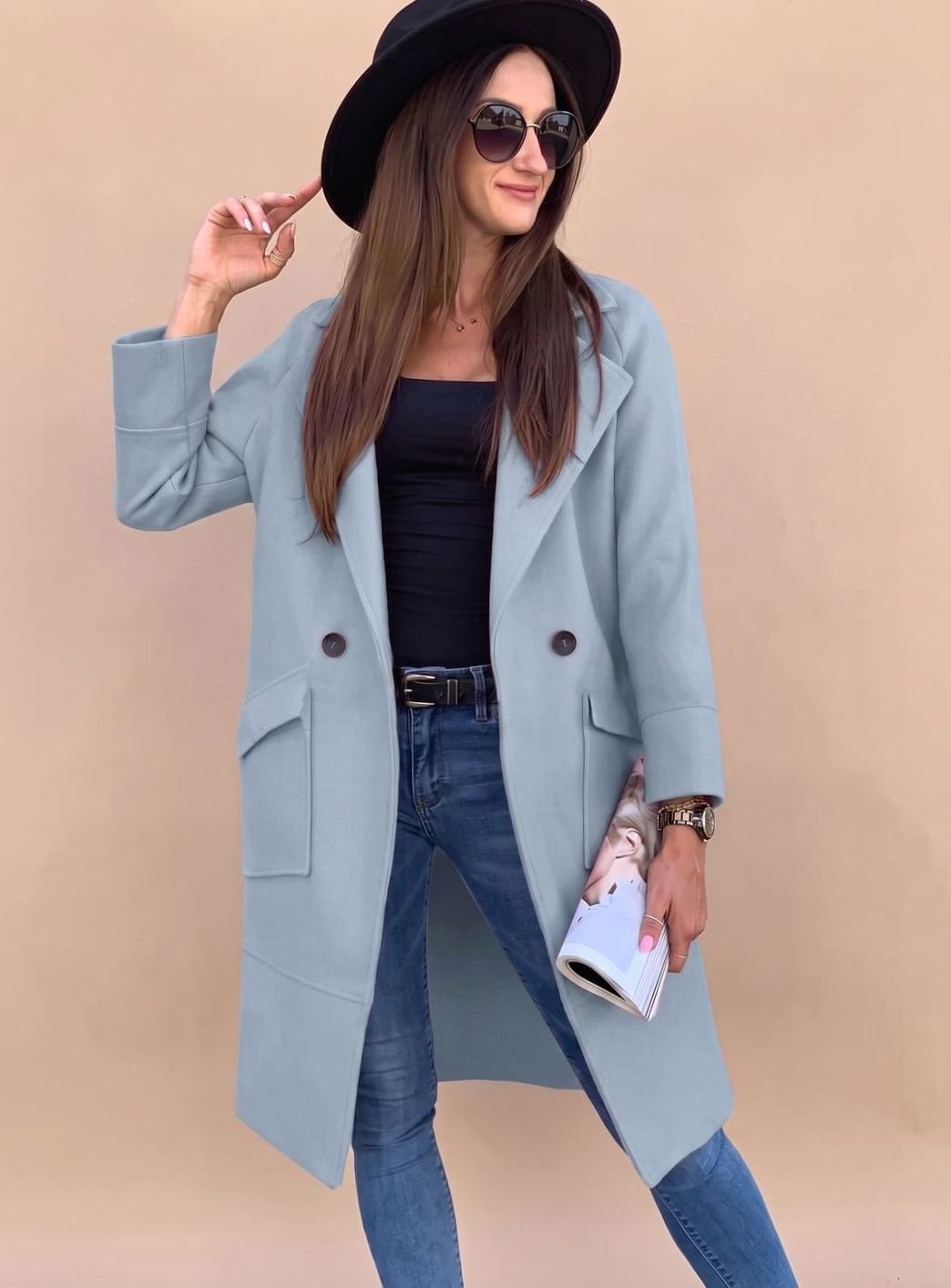 Christel | Elegant Trench Coat with Revere Collar and Patch Pockets