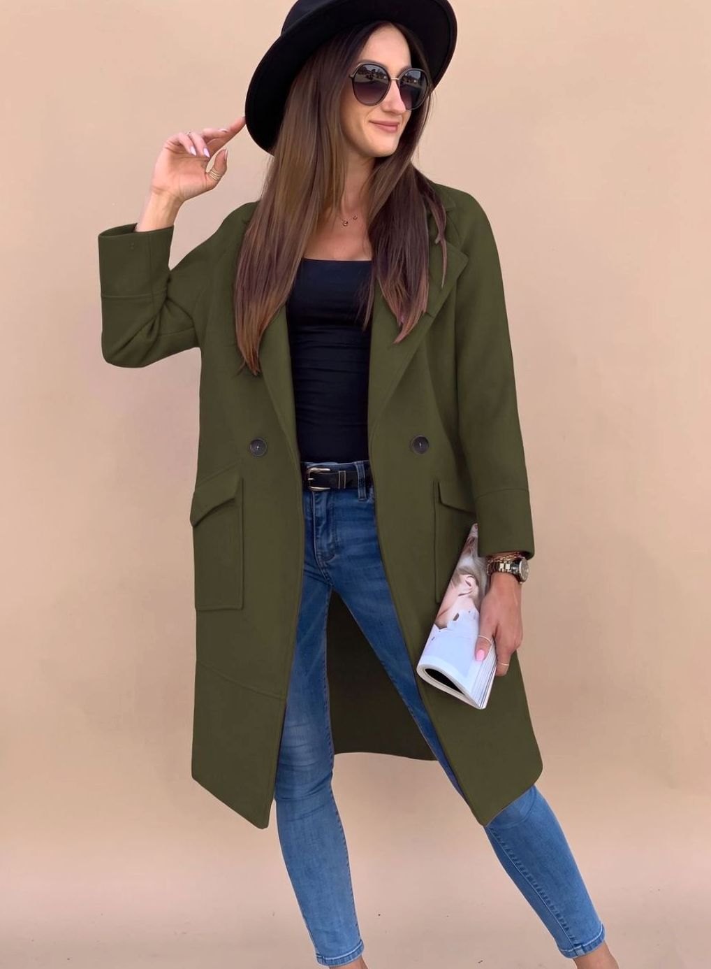 Christel | Elegant Trench Coat with Revere Collar and Patch Pockets