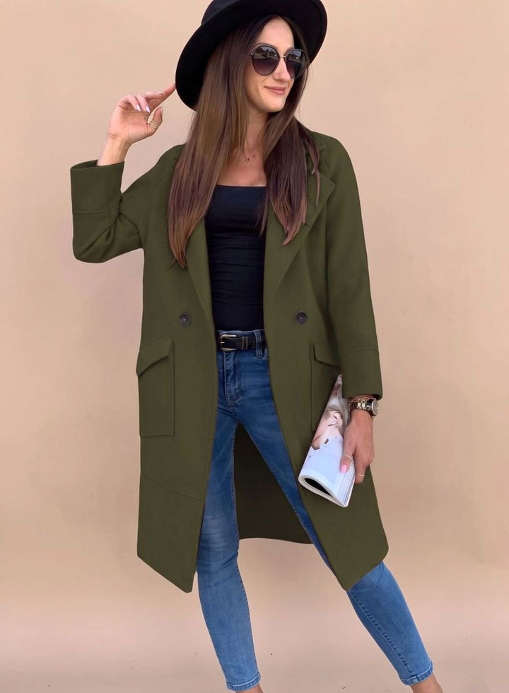 Christel | Elegant Trench Coat with Revere Collar and Patch Pockets