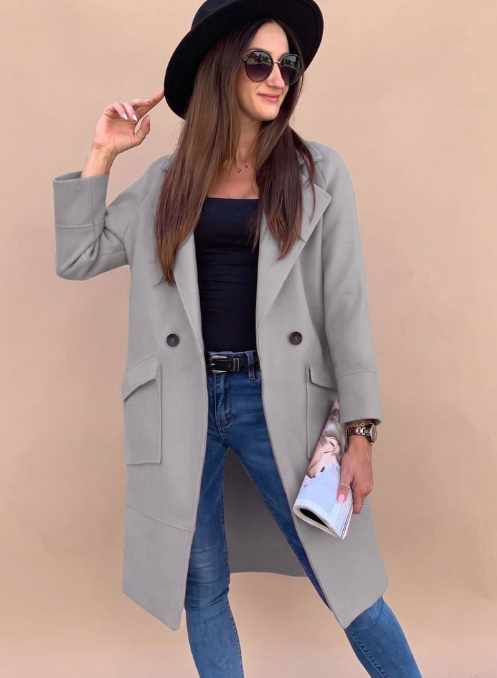 Christel | Elegant Trench Coat with Revere Collar and Patch Pockets