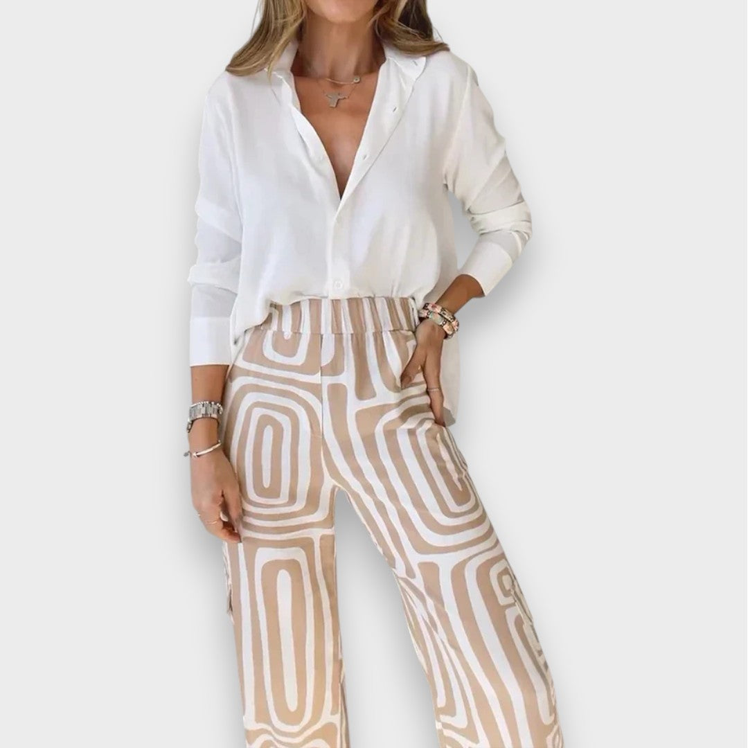 Aurora | Stylish Trouser Set with Blouse and Belt