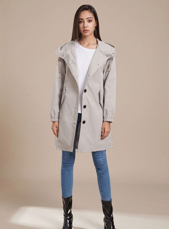 Hedwig | Water-Repellent Trench Coat with Hooded Design and Pockets