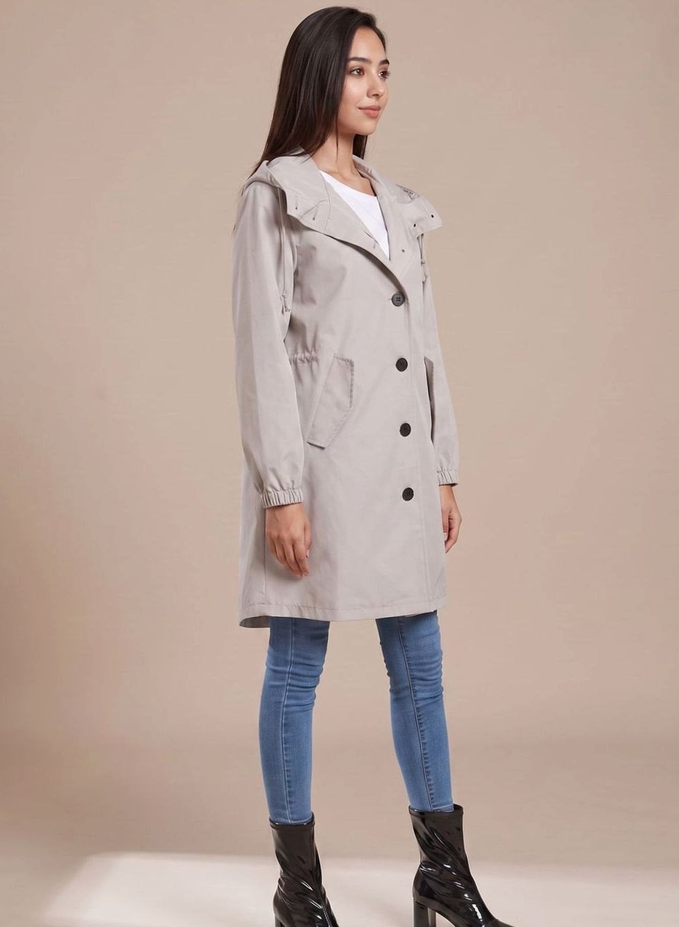 Hedwig | Water-Repellent Trench Coat with Hooded Design and Pockets