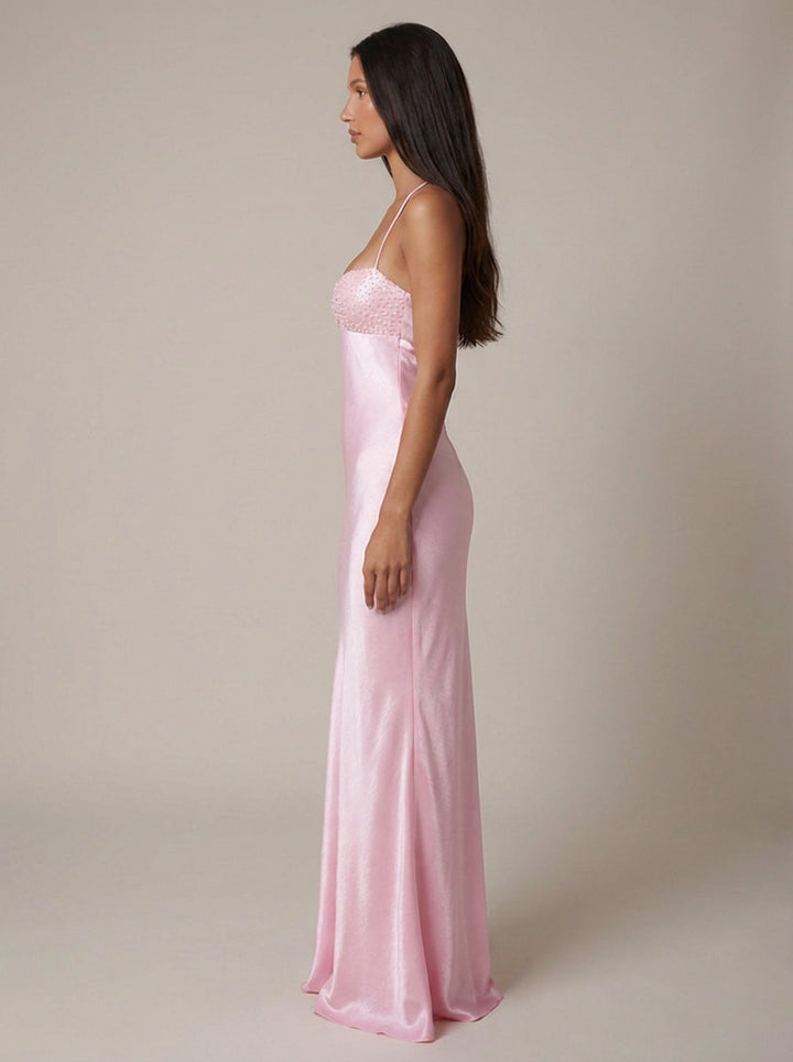 Formal Beaded Halter Maxi Dress