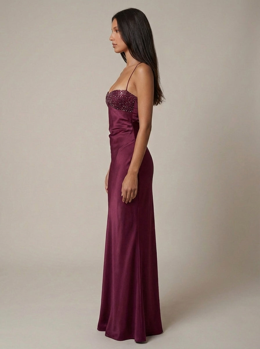 Formal Beaded Halter Maxi Dress