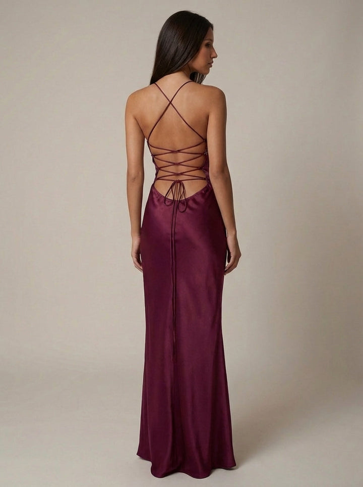 Formal Beaded Halter Maxi Dress