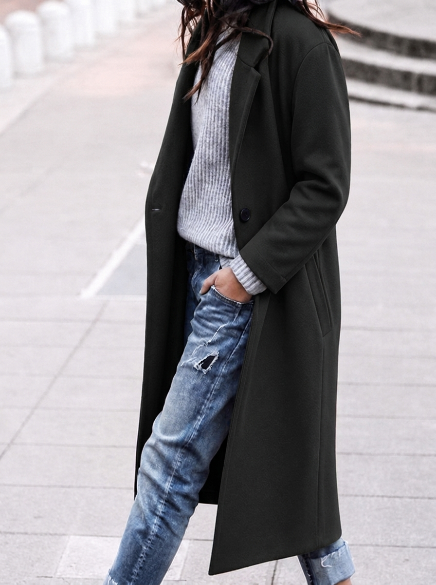 Sloane | Relaxed Women's Trench Coat with Wide Lapel and Button-Up Front