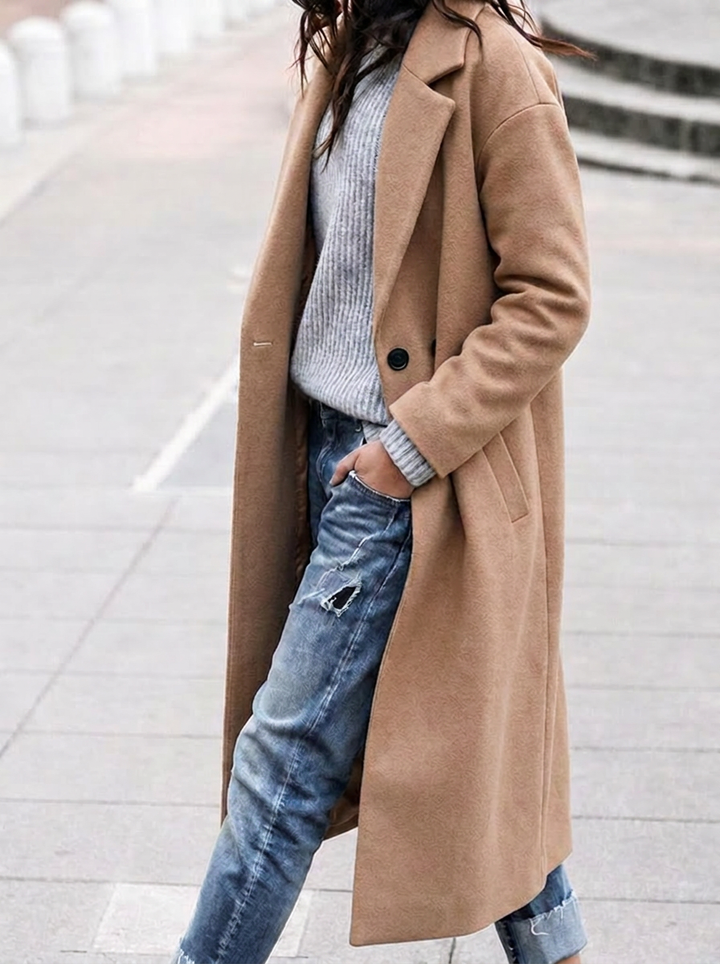 Sloane | Relaxed Women's Trench Coat with Wide Lapel and Button-Up Front