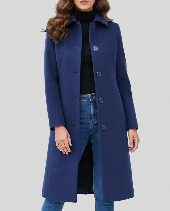 Josie | Polished Single-Breasted Long Trenchcoat with Statement Buttons and Neat Collar
