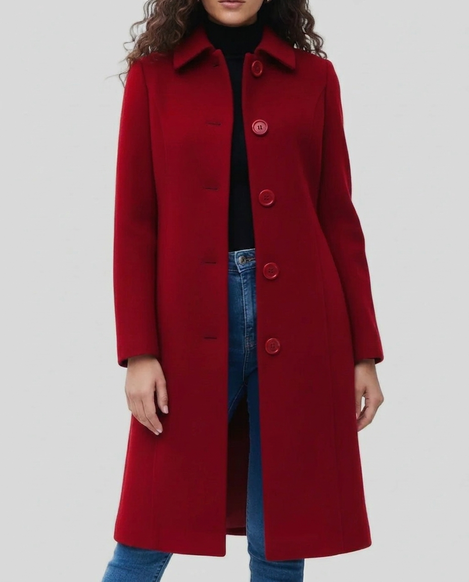 Josie | Polished Single-Breasted Long Trenchcoat with Statement Buttons and Neat Collar