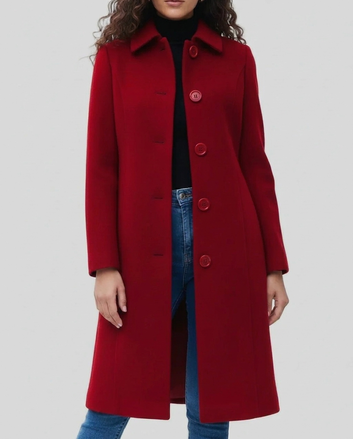 Josie | Polished Single-Breasted Long Trenchcoat with Statement Buttons and Neat Collar